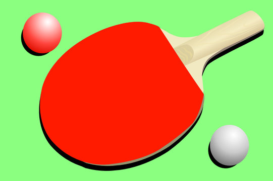 Vector illustration of ping pong racket and balls