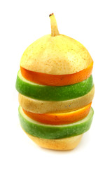 Fruit  orange, pear and apple in pyramid