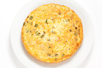 potato omelette with olive oil and green pepper