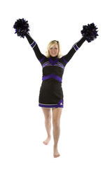 Cheerleader with pom poms up