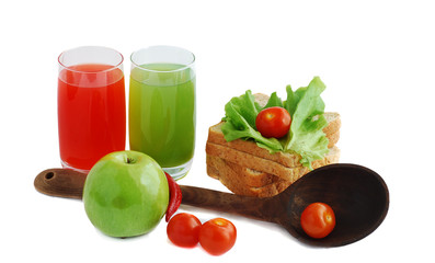 Juice,apple and tomatoes