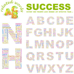 SUCCESS. Alphabet. Illustration with association terms.
