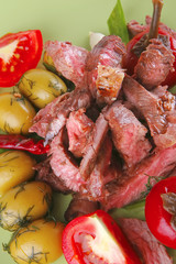 roast beef slice close up