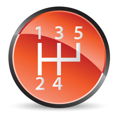 Stick shift icon in red tones with bright