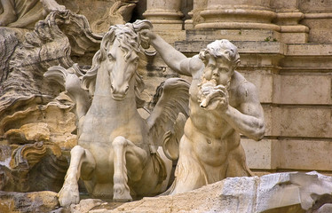 Detail of Trevi Fountain in Rome