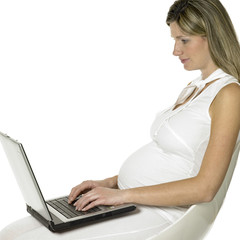 Naklejka premium pregnat woman with notebook