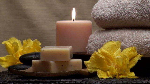 Spa set up with hibiscus flowers V2 - HD