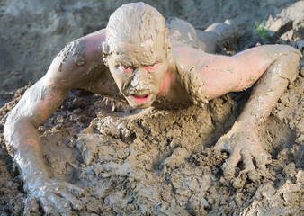 naked man  mud