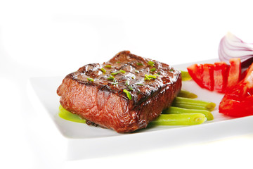 roasted beef served on white