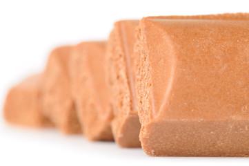 porous chocolate bars isolated on white