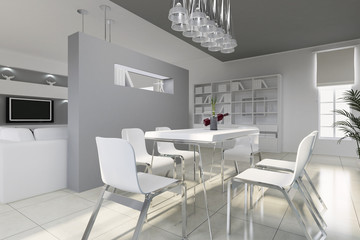 3d render modern dining room
