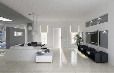 3d render modern living room