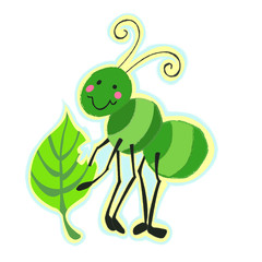 Cute Green Bug Eating a Leaf