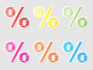 colorful percent buttons