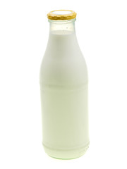 bottle of fresh milk on white background