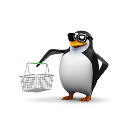 3d Shopper penguin - obrazy, fototapety, plakaty