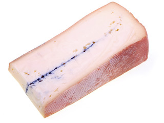morbier cheese on white background