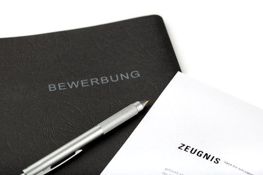 Bewerbungsmappe, Zeugnis, Kugelschreiber