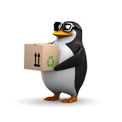3d Penguin carries box