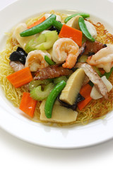Pan fried noodles with seafood