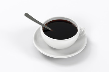 Close up of a cup of coffee including a spoon