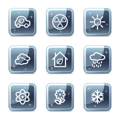 Ecology web icons set 2, mineral square glossy buttons