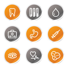 Medicine web icons set 1, orange and grey stickers