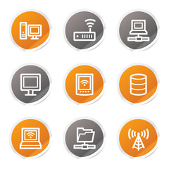 Network web icons, orange and grey stickers