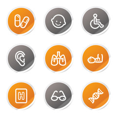 Medicine web icons set 2, orange and grey stickers
