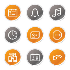 Organizer web icons, orange and grey stickers