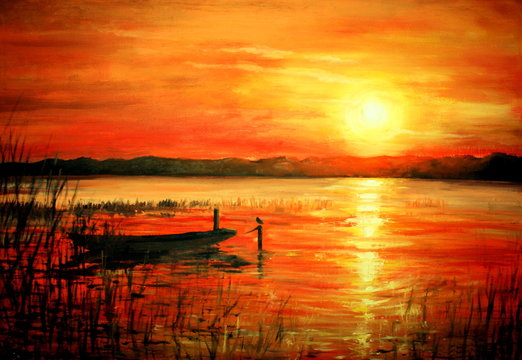 Sunset acrylic painted.