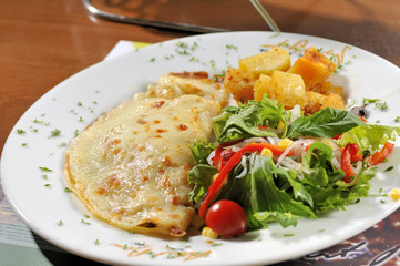 Crepes with vegetables and potatoes