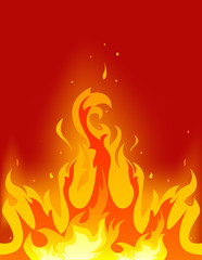 Fire on a red background