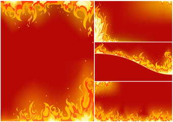 Vectof of fire business cards' set