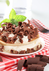 Pancakes with curd cheese and chocolate