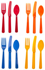 Sets of Vibrant Plastic Silverware