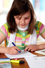 teennager girl doing homework 01