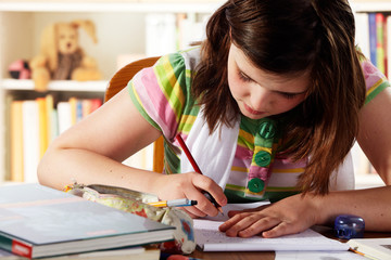 teennager girl doing homework05