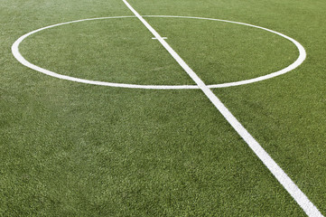 Obraz premium Soccer game field with goal kick