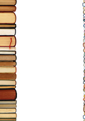 A pile of books isolated on white background