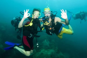 Cercles muraux Plonger two scuba divers on a dive
