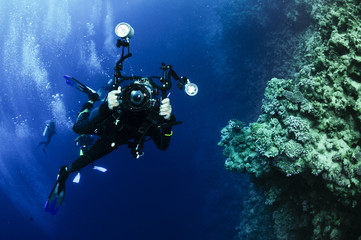 scuba diver with camera
