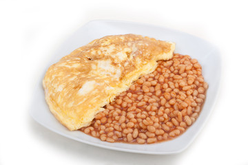 Omlett mit baked Beans - Englisches Frühstück