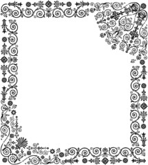 curled design with black frame