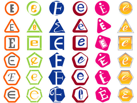Letter E Icons Badges and Tags