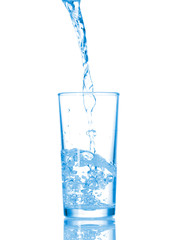Water in glass isolated on white background