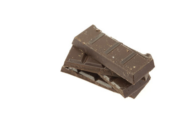 Mount a piece of chocolate isolated on white