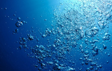 bubbles in blue water