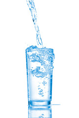 Water in a glass isolated on white background