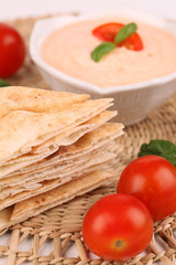 Pita bread and tomato dip
